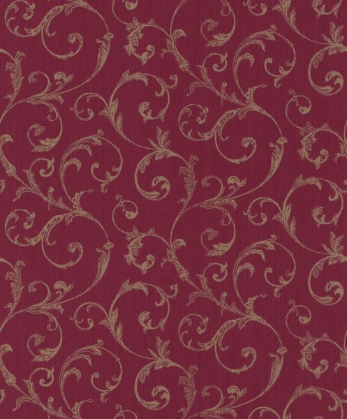 non-woven wallpaper curved tendrils red 88914