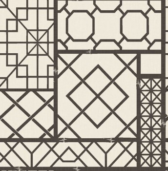 Grafische formen Muster Vliestapete schwarz und weiß Charleston Rasch Textil 031300