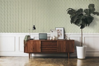 Geometric pattern with glass beads sage green wallpaper Universe Hohenberger 81215-HTM