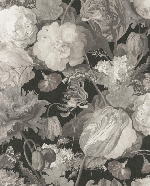 Eijffinger Masterpiece 55-358001, Vliestapete Blumentapete schwarz 