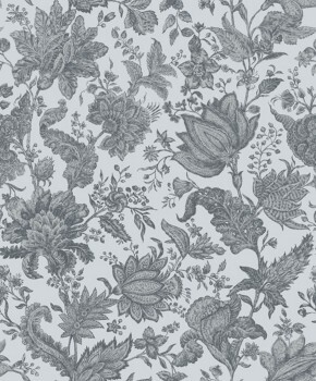 Grau und weiße Tapete Feminin Look Malibu Rasch Textil 201341