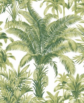 Dschungel Bäume Vliestapete grün und weiß Charleston Rasch Textil 030704