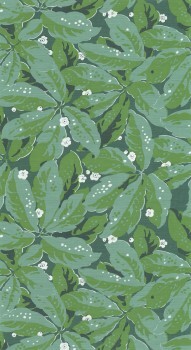Grüne Vliestapete Blumen Blätter Casadeco - Five O'Clock Texdecor FOCL85797156