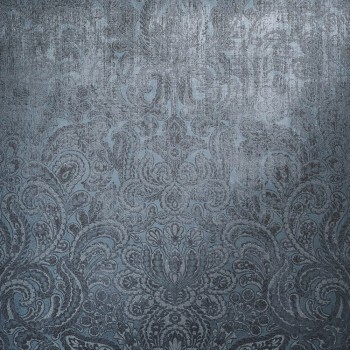 Dark blue fleece floral baroque pattern with luster pigments Adonea Hohenberger 81198-HTM