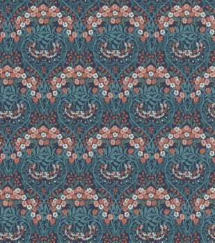 small flowers and tendrils dark blue non-woven wallpaper Sophia Rasch 710021
