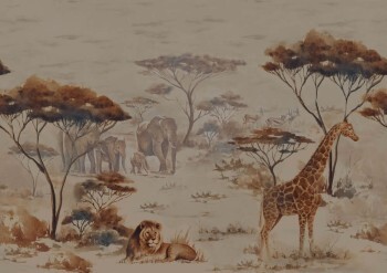 Wall picture lion, giraffe, elephant beige 363685