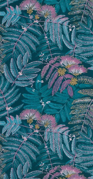 nature motifs blue non-woven wallpaper Casadeco - Botanica Texdecor BOTA85896164