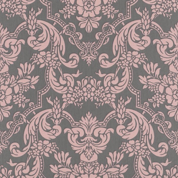 baroque design grey/pink vinyl wallpaper Trianon 13 Rasch 570649