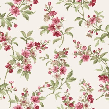 Flower motifs beige non-woven wallpaper Blooming Garden Rasch Textil 084005