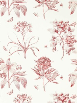 Schmetterlinge und Blumen beige Papiertapete Sanderson - One Sixty DOSW217054