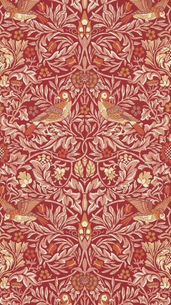 non-woven wallpaper tendrils and flowers red MEWW217195