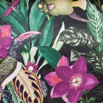 Green and purple non-woven wallpaper jungle underwater tropical Hohenberger 26744