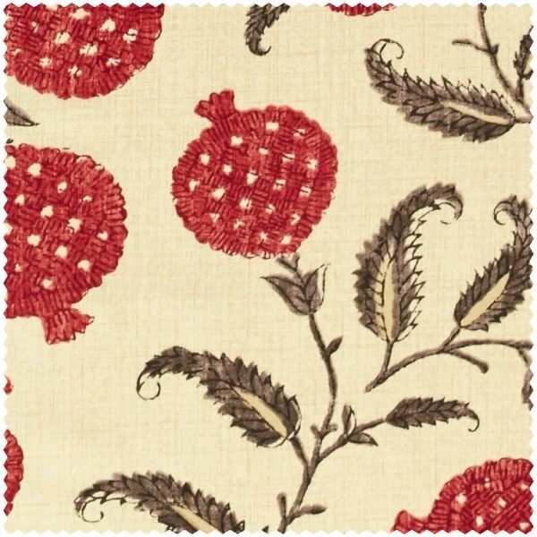 pomegranates, twigs and leaves cream furnishing fabric Sanderson Caspian DCEF226627