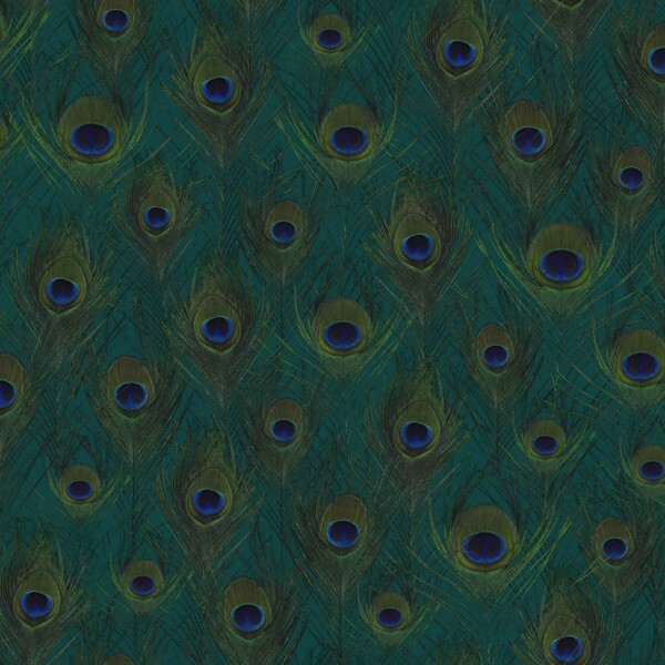 non-woven wallpaper peacock feathers green 347764