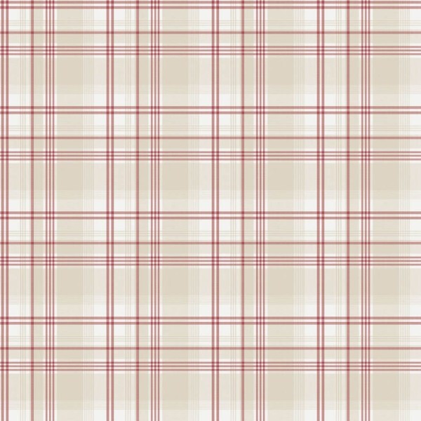 Checkered Lines Beige and Red Wallpaper Kitchen Recipes Essener G12276