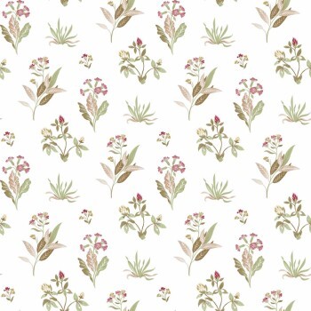 Flower pattern white non-woven wallpaper Blooming Garden Rasch Textil 084011