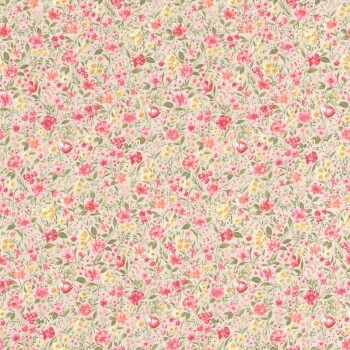 floral pattern wallpaper cream and pink Petite Fleur 5 Rasch Textil 288413