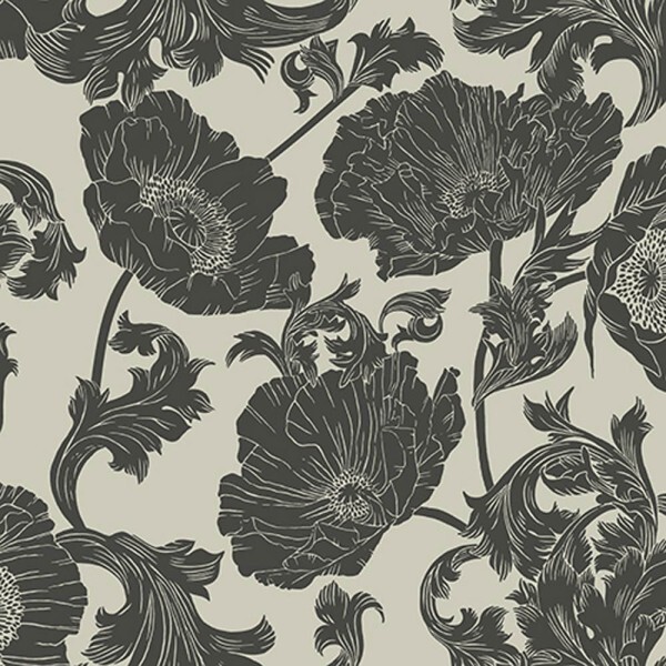 Pattern optics floral wallpaper black Ekbacka 014025