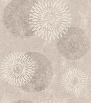 Blumen und Kreise hellbraun Vliestapete Rasch Tapetenwechsel 2 651713