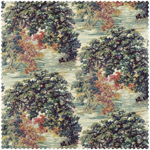 forest motif green furnishing fabric Sanderson Arboretum 227072