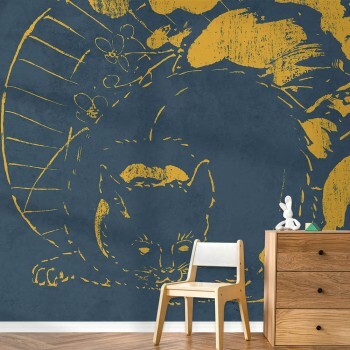 Beautiful cat mural yellow blue 18050-HTM GMM Hohenberger