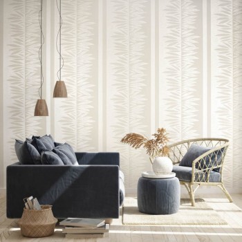 Glossy foliage white non-woven wallpaper Slow Living Hohenberger 30021-HTM