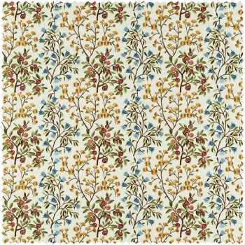 embroidered berries, branches and flowers cream furnishing fabric Sanderson Arboretum 237314