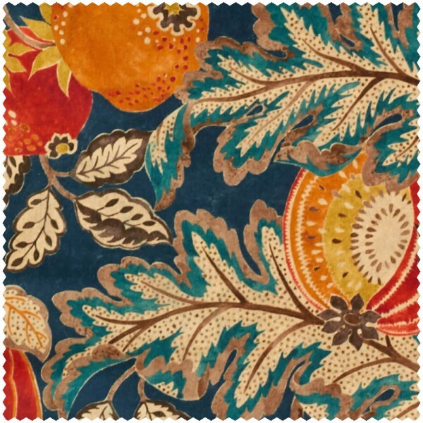 melons and leaves blue-grey furnishing fabric Sanderson Caspian DCEF226636