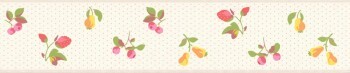 Bordüre Himbeeren Birnen Landhausborte Obst beige rosa 288598