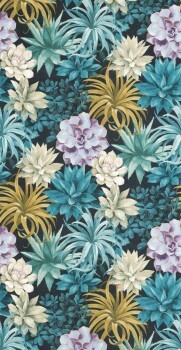 floral optics black non-woven wallpaper Casadeco - Botanica Texdecor BOTA85916585