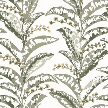 Filigree flowers with a golden sheen white non-woven wallpaper Caselio - Escapade Texdecor EPA102337735