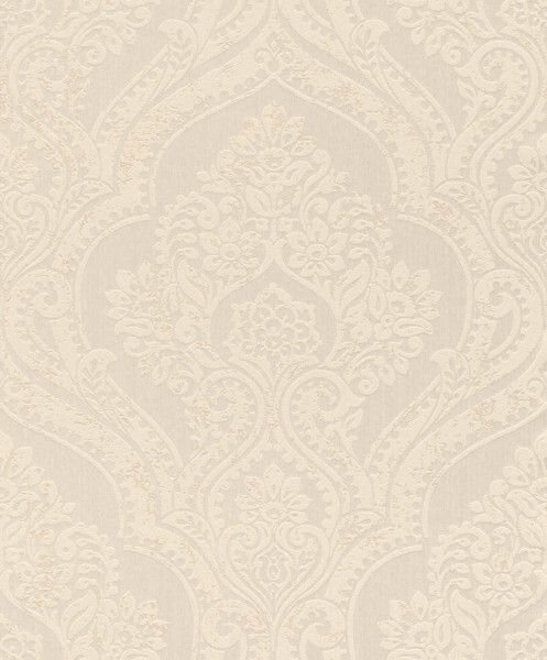 non-woven wallpaper stylized flowers and leaves cream 88761