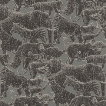 non-woven wallpaper jungle animals gray 291598