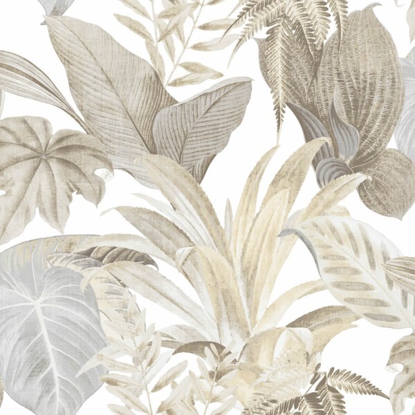 palm leaf look vinyl wallpaper cream Materika Rasch Textil 227014