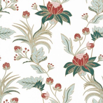 Green and white wallpaper flowers and leaves Caselio - Dream Garden DGN102277213