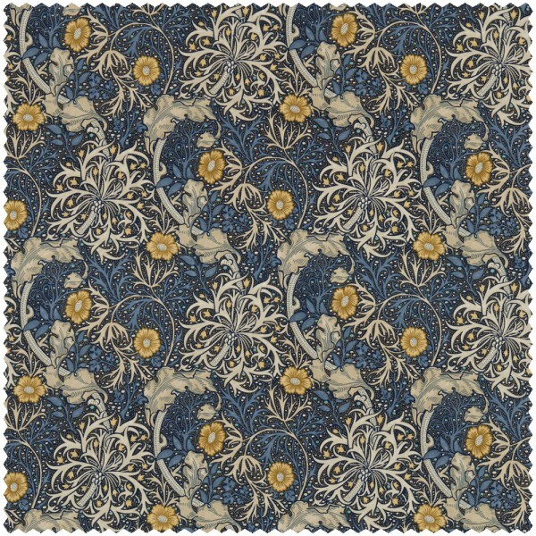 Deco fabric curved tendril pattern blue DCMF226727
