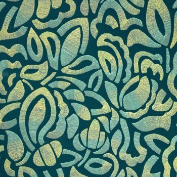 Flocked flower pattern green non-woven wallpaper Pepper Hohenberger 81337-HTM