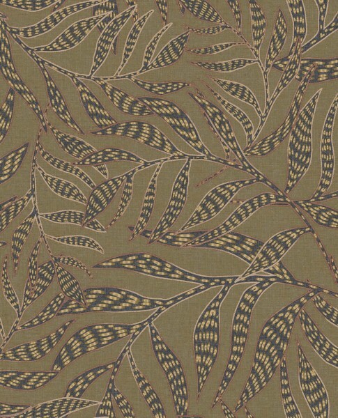 leaf pattern brown taupe non-woven wallpaper Terra Eijffinger 391551