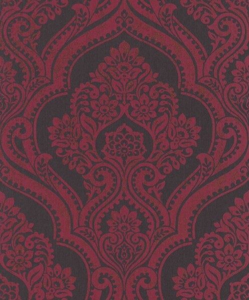 non-woven wallpaper ornaments with gold gloss effect red 88822