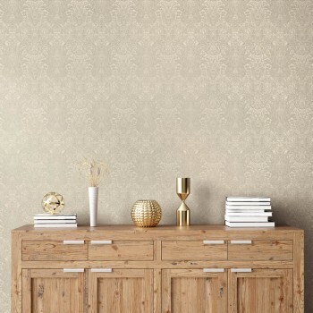 eco-foam floral pattern non-woven wallpaper beige Precious Hohenberger 65185-HTM
