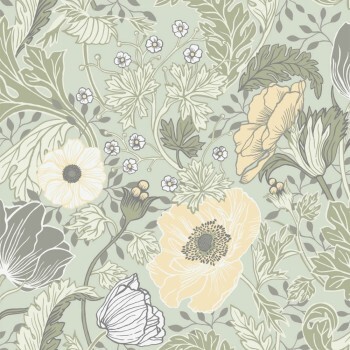 non-woven wallpaper flower motif pastel green 034034