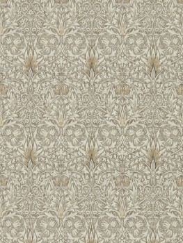 wallpaper stylized floral pattern brown DCMW216822