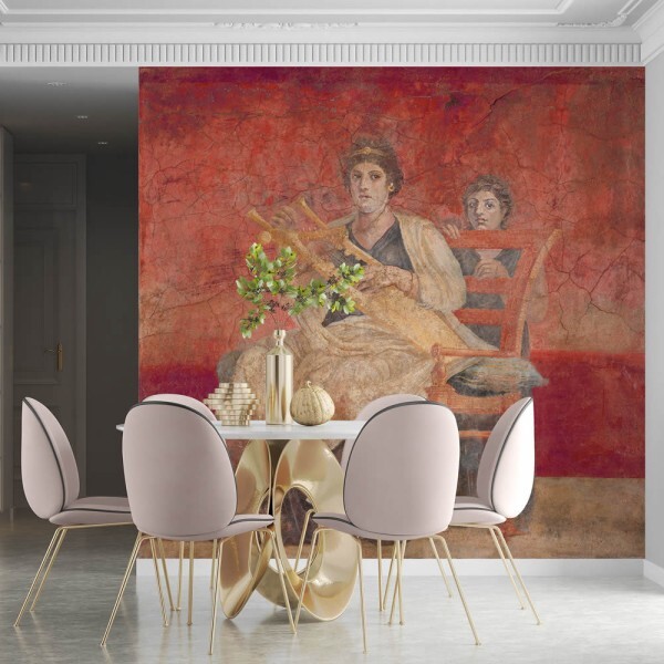 Italian villa historical painting women mural red orange 26995-HTM GMM Hohenberger