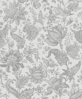flower pattern light and dark gray wallpaper Malibu Rasch Textil 101343