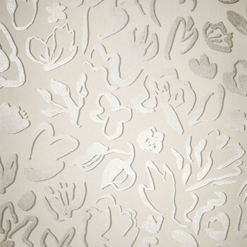 Stylized flower pattern beige non-woven wallpaper Salt Hohenberger 65334-HTM