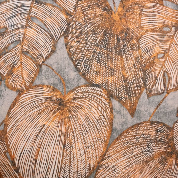 Striking monstera leaf pattern rust brown non-woven wallpaper Julie Feels Home Hohenberger 26940-HTM