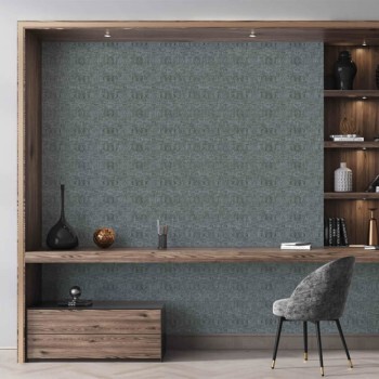 Noble tile pattern wallpaper blue and black Feel Hohenberger 65009-HTM